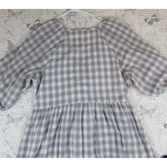 EUC $135 Madewell Marianna Puff Sleeve Midi Dress in Lavender Plaid Plus size 1X - Picture 4 of 11
